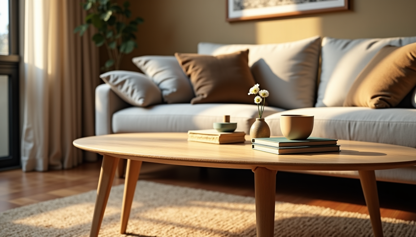 Une table basse ovale pour rendre votre salon plus chaleureux
